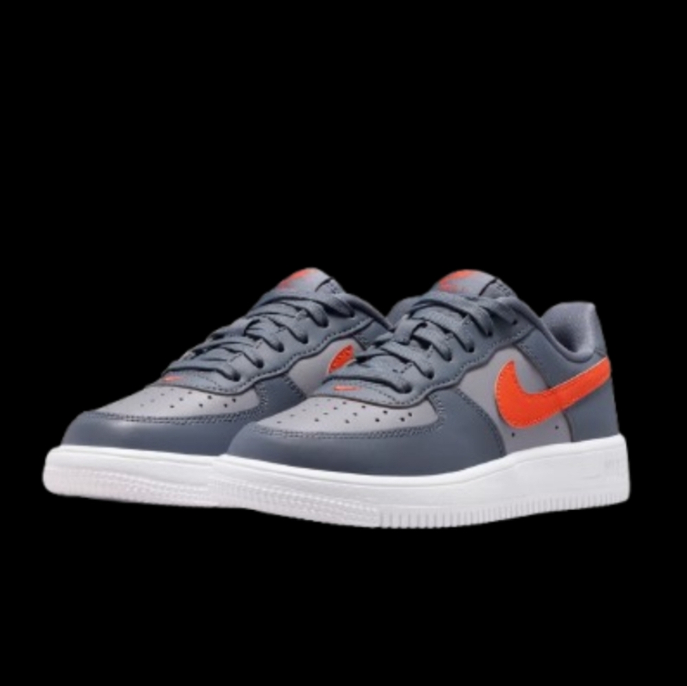 Nike Air Force 1 Low Kids Size 3Y Cement Grey White Team Orange